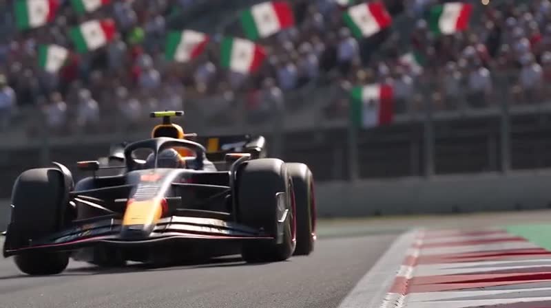 Auto de carreras en una pista con gradas